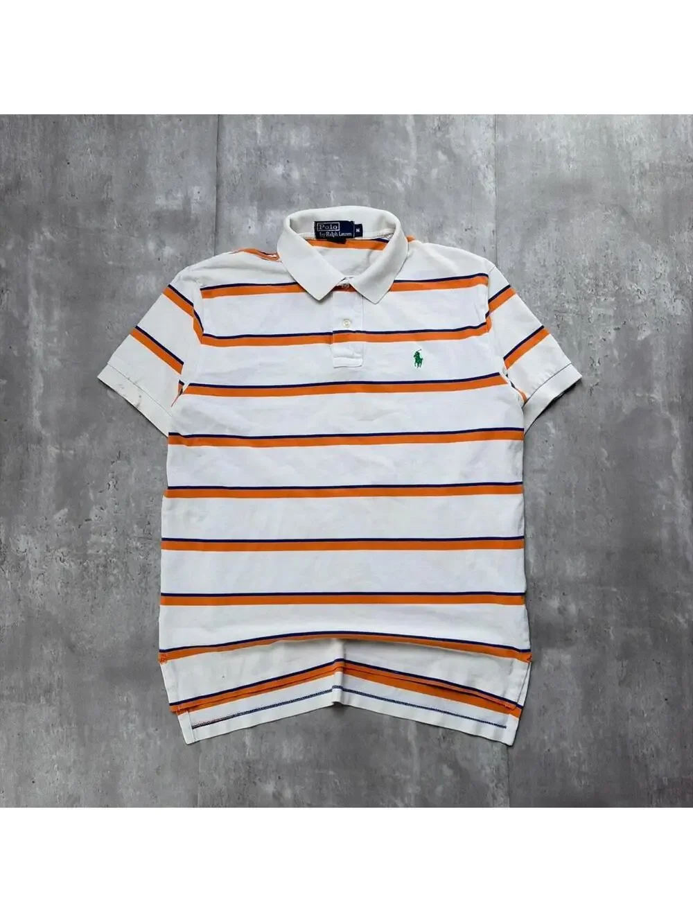 Vintage Polo Ralph Lauren Orange Striped Skater Polo Shirt